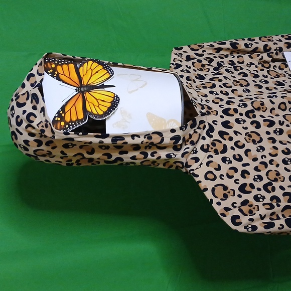 ShoSho sz M hoodie minidress, LS, Halloween leopard print, soft, stretchy fleece - Picture 4 of 13